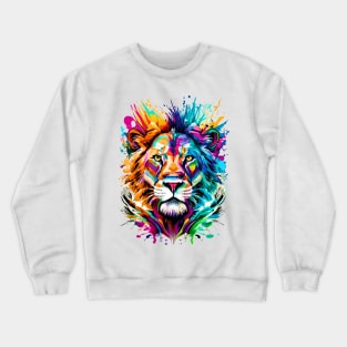 Lion Head Colourful - Cute Lion - Zodiac Sign Leo Crewneck Sweatshirt